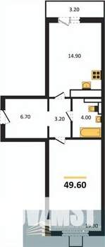 1-к квартира, вторичка, 50м2, 16/19 этаж