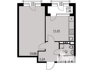 1-к квартира, вторичка, 43м2, 7/24 этаж