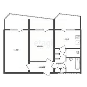 2-к квартира, вторичка, 49м2, 9/16 этаж