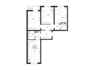 3-к квартира, вторичка, 86м2, 7/17 этаж