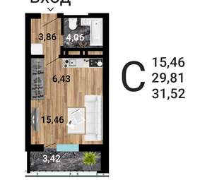 Студия квартира, строящийся дом, 33м2, 9/31 этаж