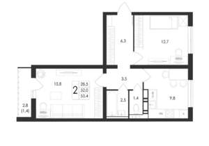 2-к квартира, вторичка, 53м2, 17/17 этаж