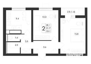 2-к квартира, вторичка, 53м2, 9/19 этаж