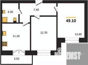 2-к квартира, вторичка, 49м2, 8/15 этаж
