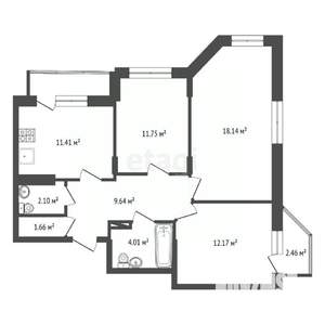 3-к квартира, вторичка, 76м2, 10/21 этаж