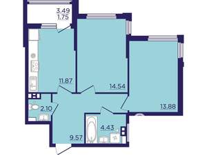 2-к квартира, вторичка, 58м2, 4/18 этаж