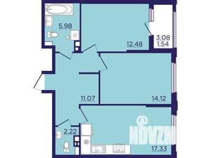 2-к квартира, вторичка, 65м2, 6/18 этаж