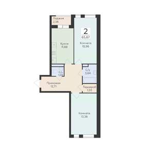 2-к квартира, вторичка, 66м2, 11/18 этаж