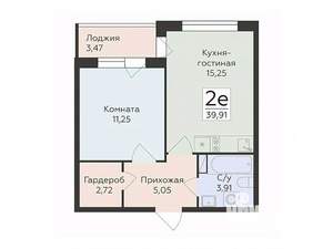 2-к квартира, вторичка, 40м2, 8/14 этаж