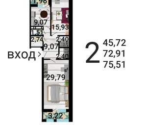2-к квартира, вторичка, 77м2, 10/31 этаж
