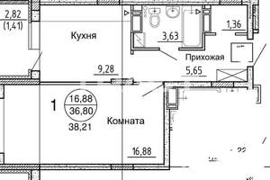 1-к квартира, вторичка, 37м2, 4/18 этаж