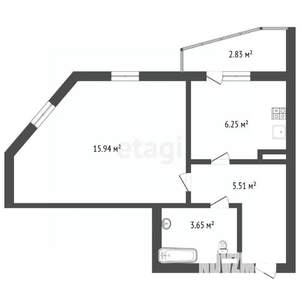 1-к квартира, вторичка, 33м2, 4/17 этаж