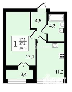 1-к квартира, вторичка, 39м2, 8/24 этаж