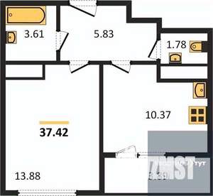 1-к квартира, вторичка, 37м2, 2/12 этаж