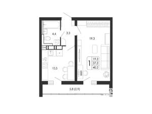 1-к квартира, вторичка, 40м2, 4/17 этаж
