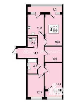 3-к квартира, вторичка, 93м2, 9/24 этаж