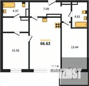 2-к квартира, вторичка, 67м2, 16/18 этаж
