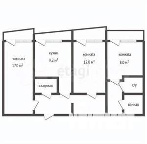 3-к квартира, вторичка, 64м2, 10/16 этаж