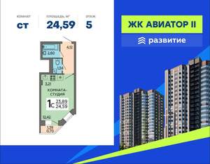 Студия квартира, вторичка, 25м2, 5/20 этаж