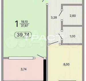 1-к квартира, вторичка, 39м2, 2/10 этаж