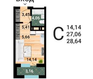 Студия квартира, строящийся дом, 30м2, 18/31 этаж