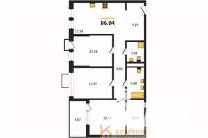 3-к квартира, вторичка, 86м2, 16/21 этаж