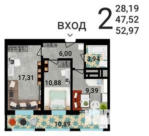 2-к квартира, строящийся дом, 53м2, 5/25 этаж