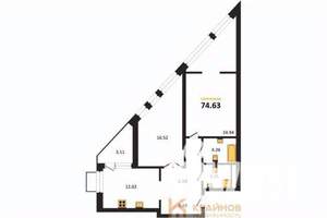 2-к квартира, вторичка, 75м2, 6/21 этаж