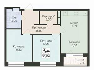 3-к квартира, вторичка, 55м2, 9/24 этаж