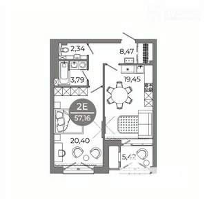 2-к квартира, вторичка, 57м2, 7/8 этаж