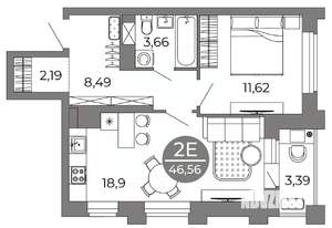 1-к квартира, вторичка, 47м2, 19/25 этаж