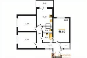 3-к квартира, вторичка, 67м2, 5/25 этаж