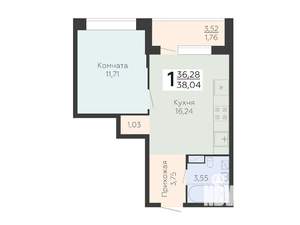 1-к квартира, вторичка, 38м2, 11/24 этаж