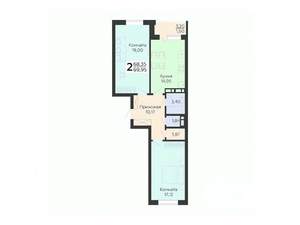 2-к квартира, вторичка, 70м2, 3/18 этаж