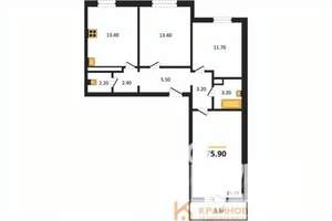 3-к квартира, вторичка, 76м2, 12/17 этаж