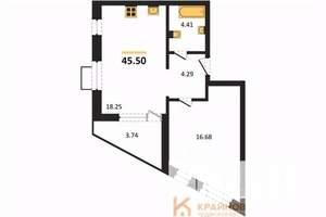 1-к квартира, вторичка, 46м2, 4/21 этаж