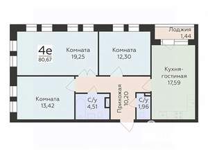 4-к квартира, вторичка, 81м2, 4/12 этаж