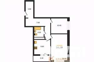 2-к квартира, вторичка, 58м2, 12/25 этаж