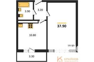1-к квартира, вторичка, 38м2, 6/17 этаж