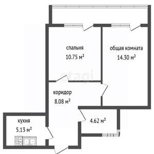 2-к квартира, сданный дом, 43м2, 4/18 этаж