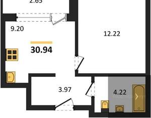 1-к квартира, вторичка, 31м2, 8/16 этаж