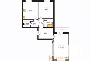 2-к квартира, сданный дом, 65м2, 17/17 этаж