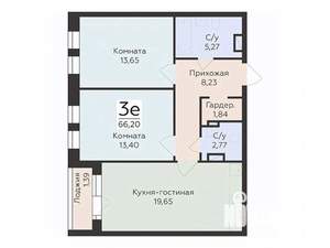 3-к квартира, вторичка, 66м2, 6/12 этаж