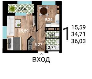 1-к квартира, строящийся дом, 38м2, 5/31 этаж