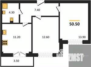 2-к квартира, вторичка, 51м2, 6/15 этаж