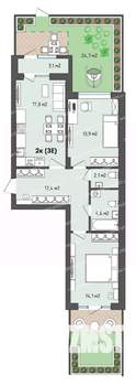 2-к квартира, вторичка, 78м2, 1/13 этаж