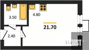 Студия квартира, вторичка, 22м2, 12/19 этаж