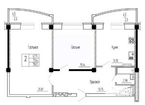 2-к квартира, вторичка, 78м2, 10/16 этаж