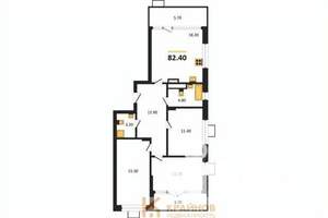 3-к квартира, строящийся дом, 82м2, 2/14 этаж