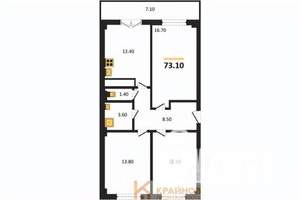 3-к квартира, вторичка, 73м2, 7/15 этаж